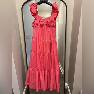 Free the Roses Coral Ruffle Dress M